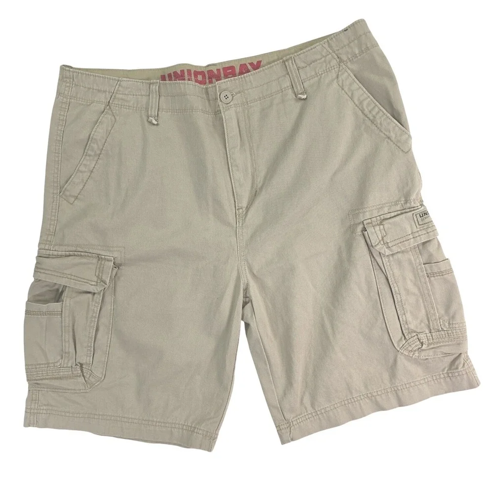Unionbay Shorts Adult Size 42 Outdoor Beige Casual Cargo‎ Pockets Mens